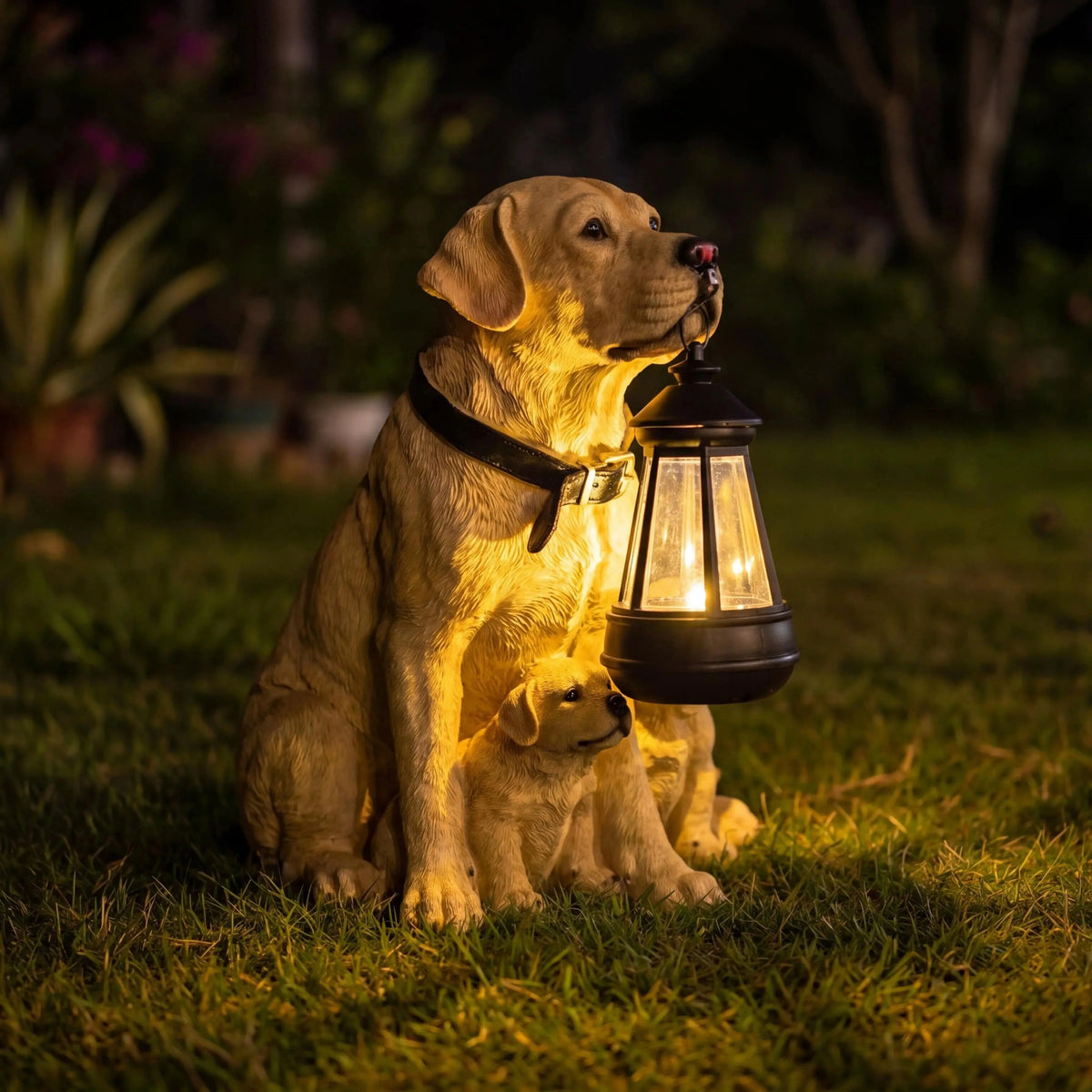 Solar-Powered Labrador Retriever Garden Statue Light