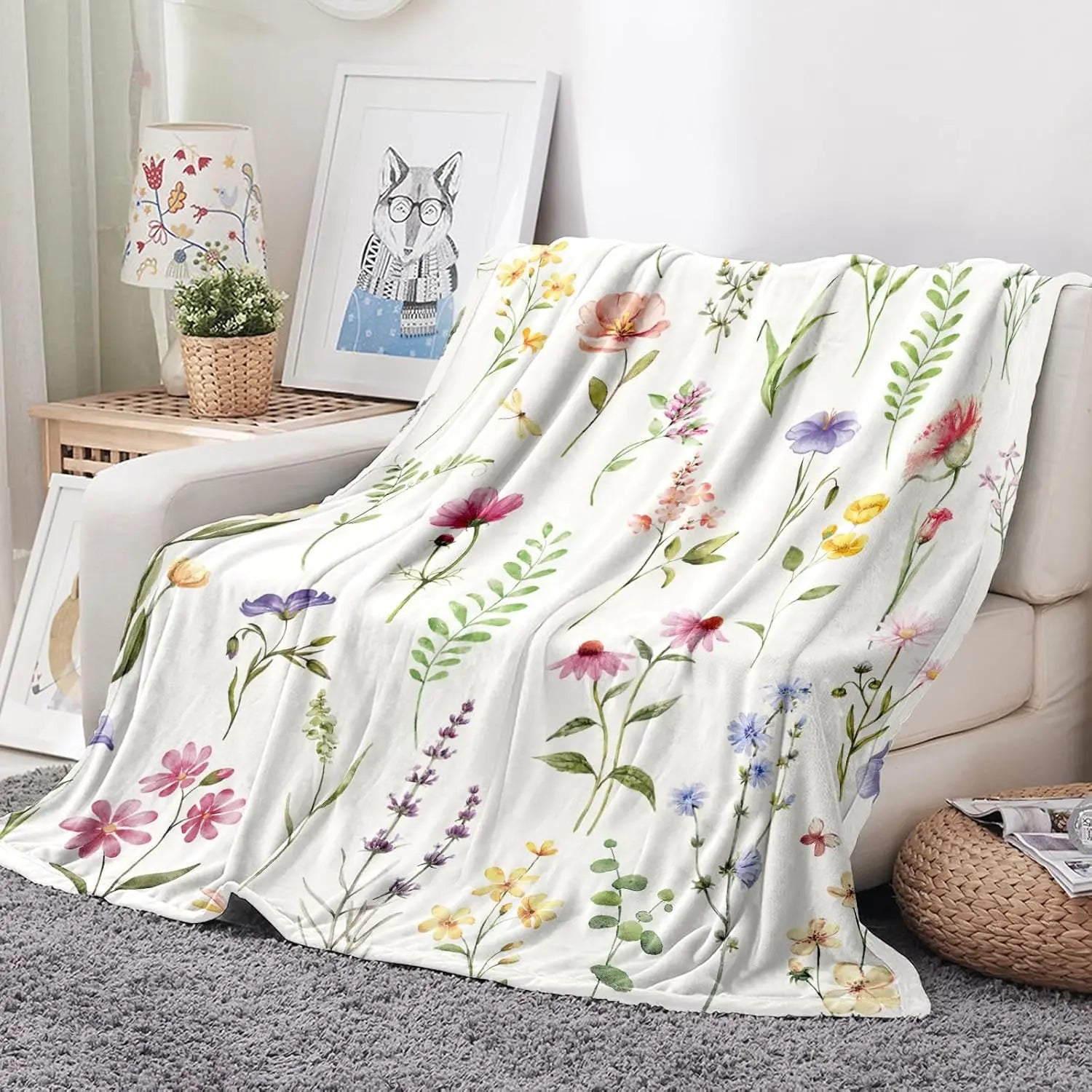 Cozy Wildflower Plush Throw