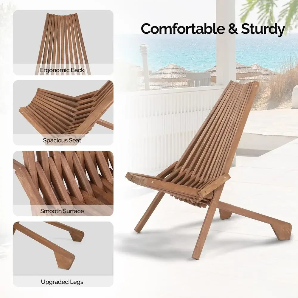 Acacia Wood Folding Adirondack Chairs