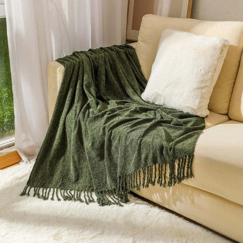 Chenille Summer Knitted Throw Blanket