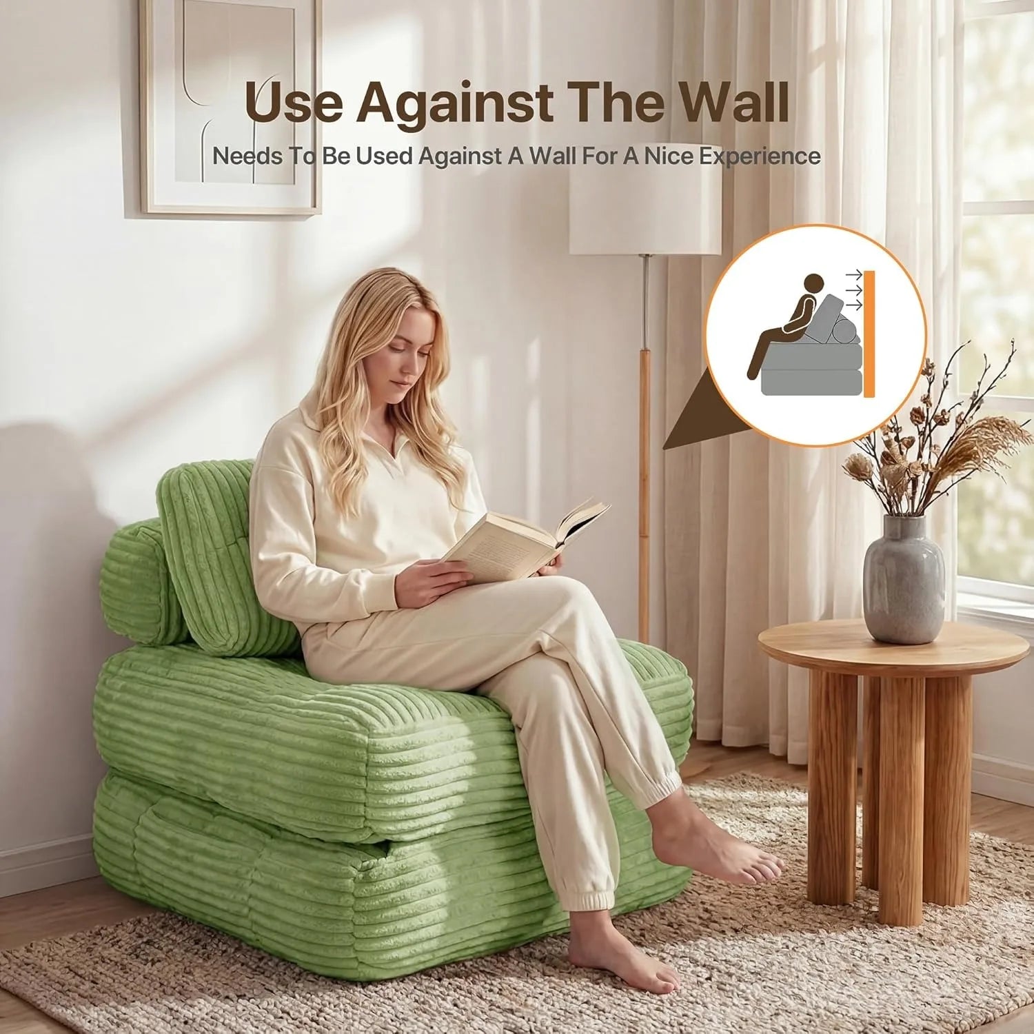 Green Foldable Sofa Bed Chair