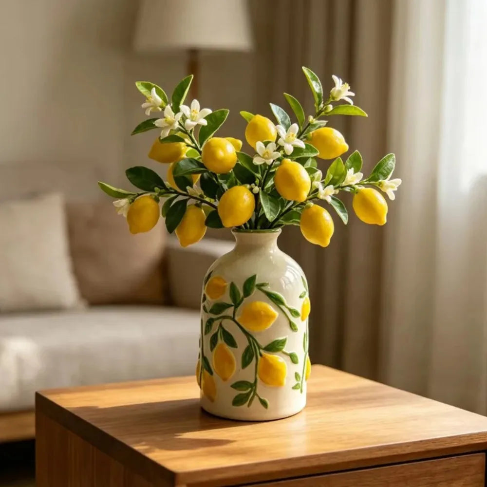 Elegant Ceramic Lemon Flower Vase
