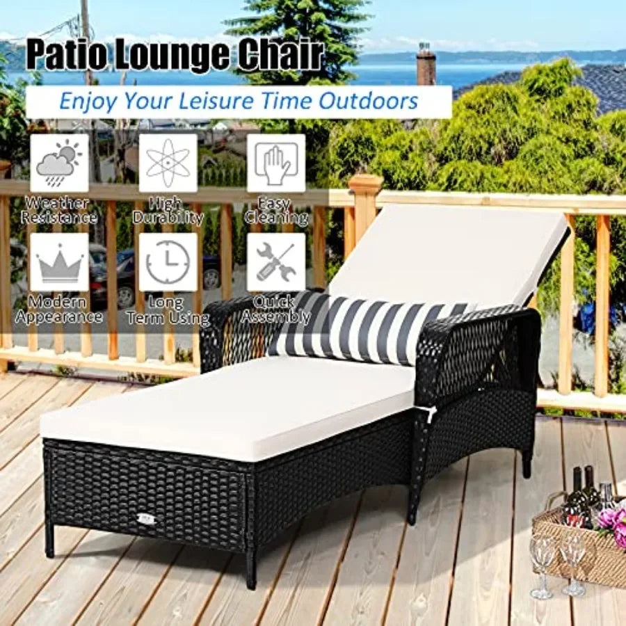 Weather-Resistant Rattan Chaise Lounge