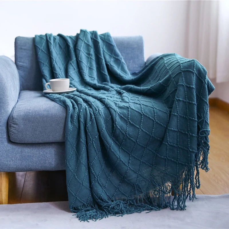 Oversized Boho Knit Throw Blanket
