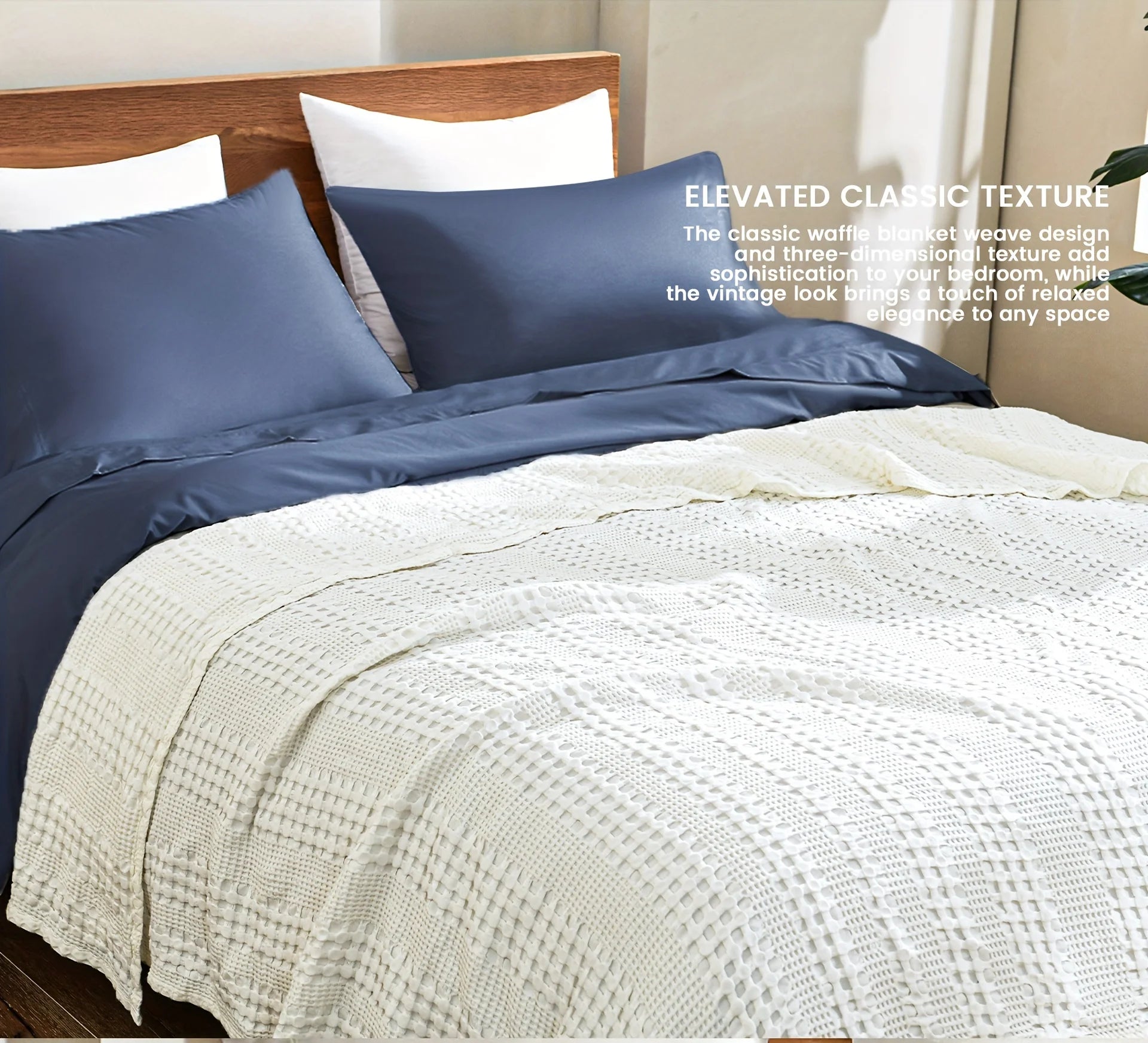 Bamboo Cotton Waffle Blanket Lightweight