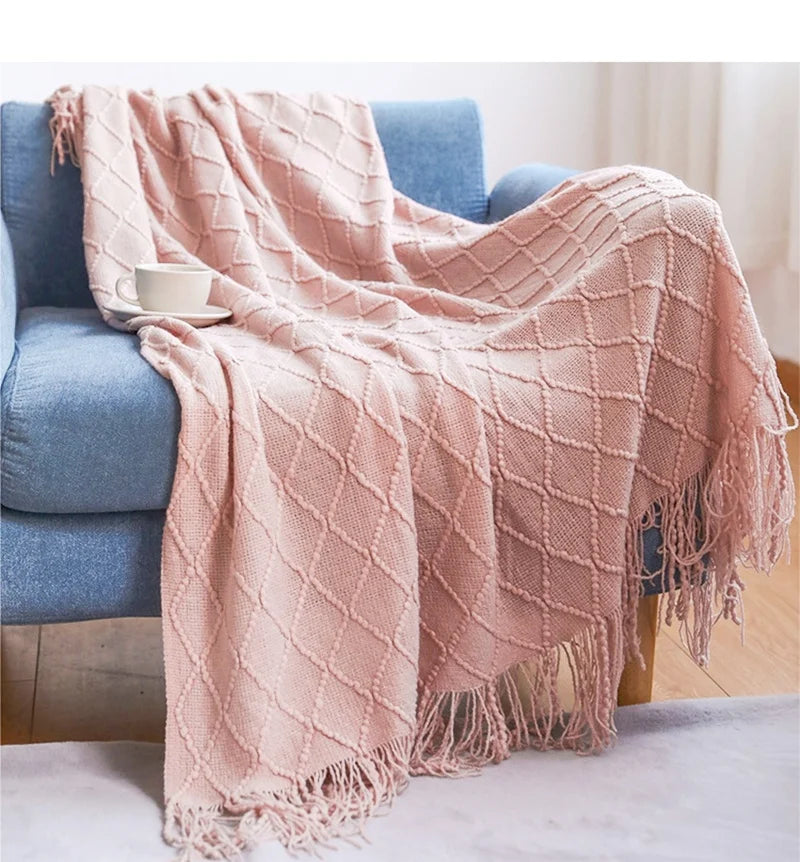 Oversized Boho Knit Throw Blanket