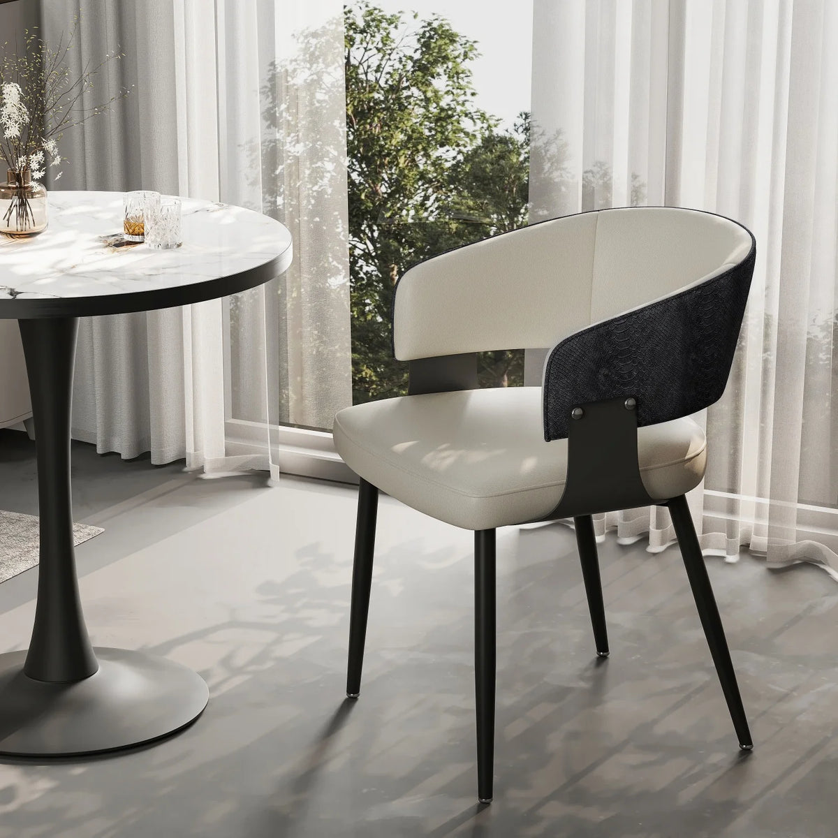Microfiber Leather Upholstered Dining Chairs