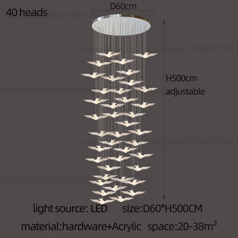 LED Bird Pendant Chandelier