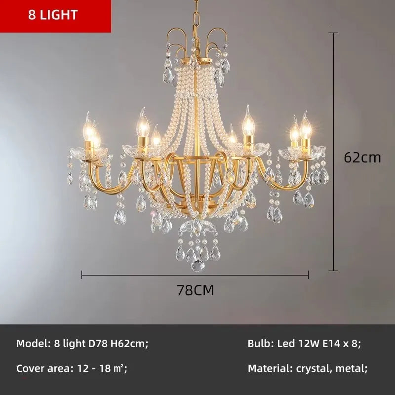 Gold Crystal Candle Chandelier Luxury