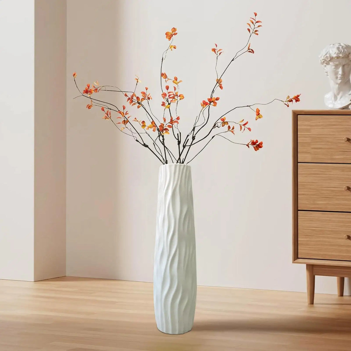 Tall 3D Relief Floor Vase for Home Décor