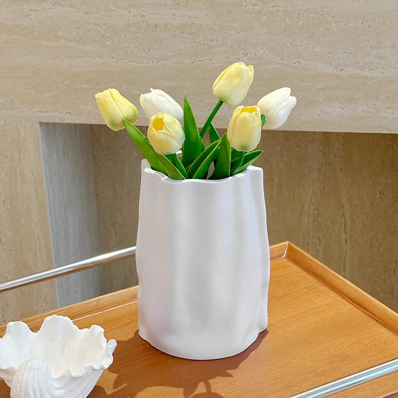 French Cream Modern Flower Vase