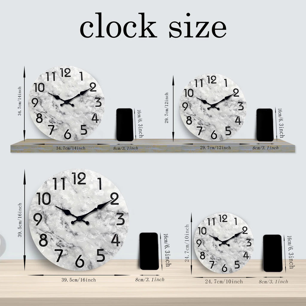 Marble Pattern Silent Wall Clock