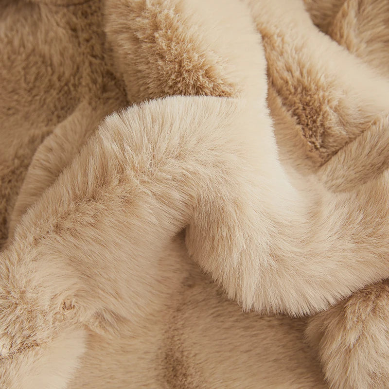 Plush Faux Rabbit Fur Blanket
