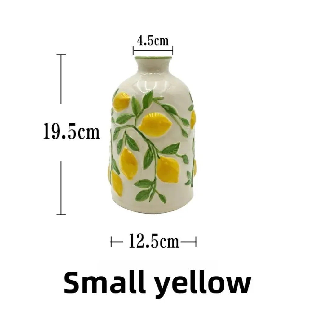Elegant Ceramic Lemon Flower Vase