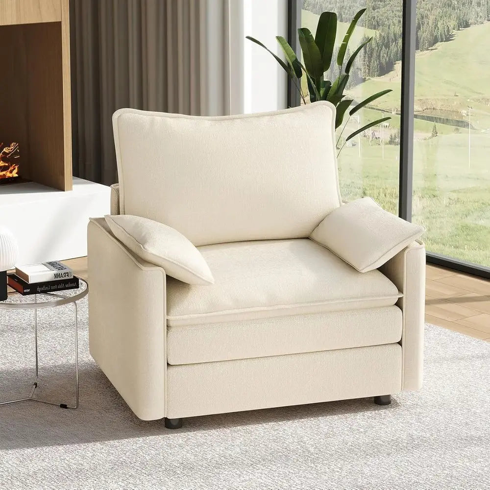 Beige Cloud Sofa Deep Comfort
