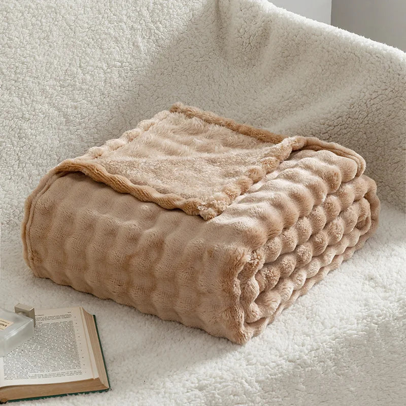 Sage Green Bubble Fleece Blanket