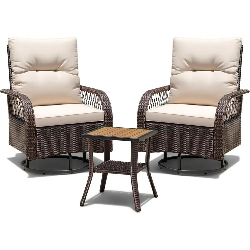 Wicker Swivel Rocking Patio Set