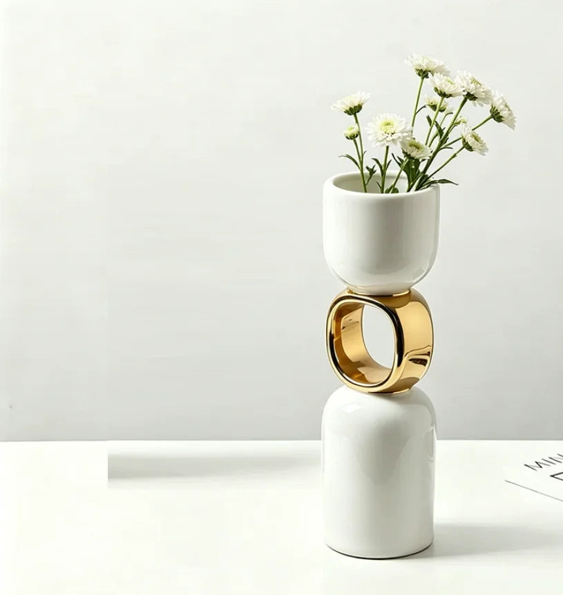 Luxury Electroplated Gold Ceramic Vase