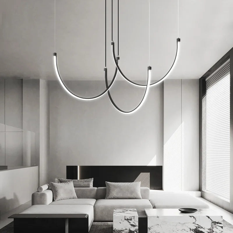 Nordic Minimalist Copper Line Chandelier