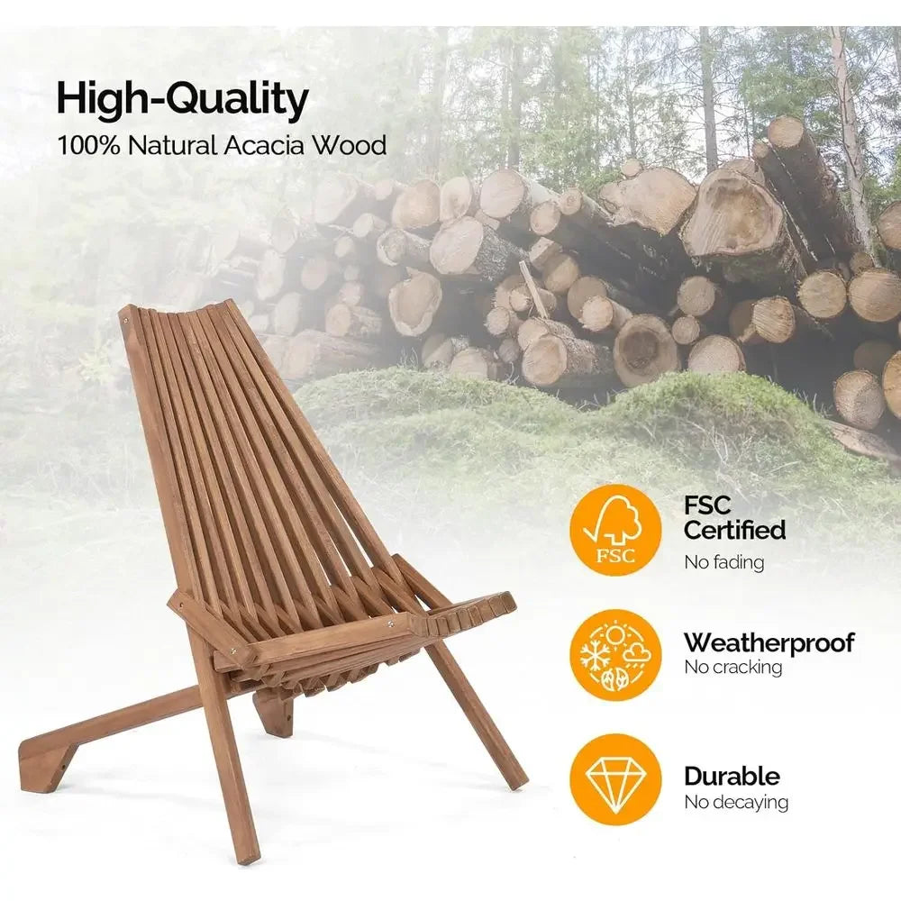 Acacia Wood Folding Adirondack Chairs
