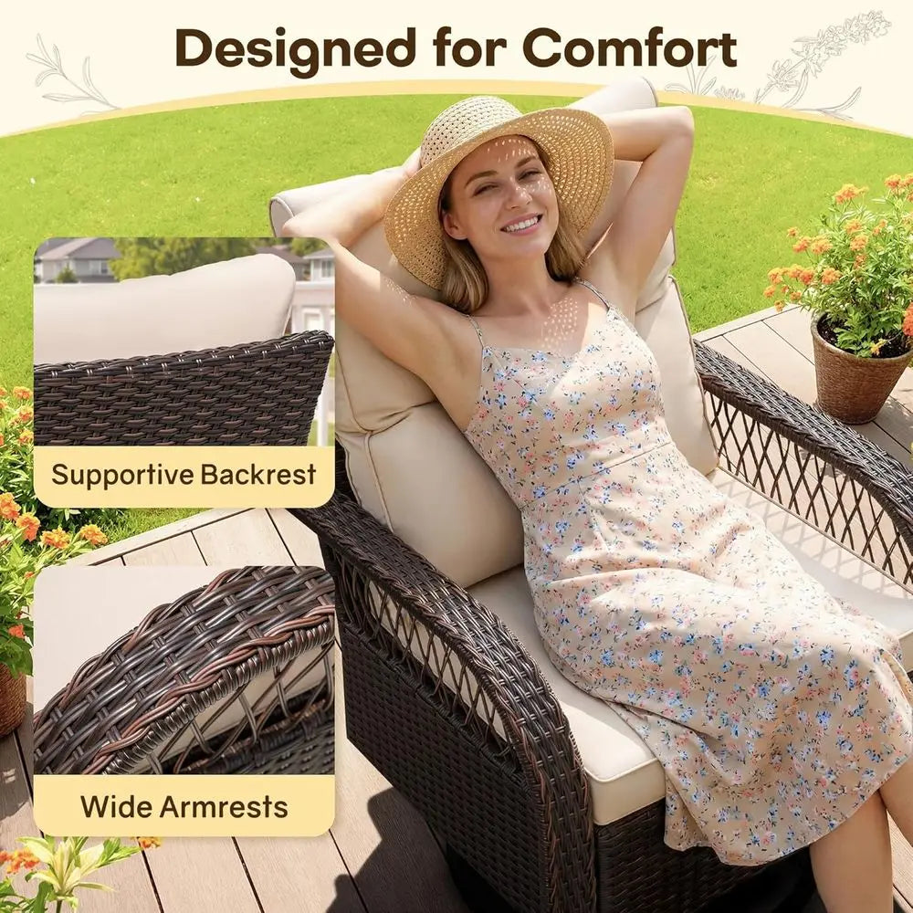 Wicker Swivel Rocking Patio Set