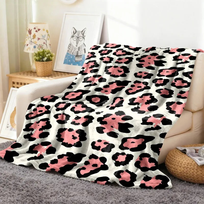 Soft Leopard Flannel Throw Blanket