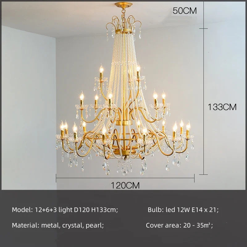 Gold Crystal Candle Chandelier Luxury