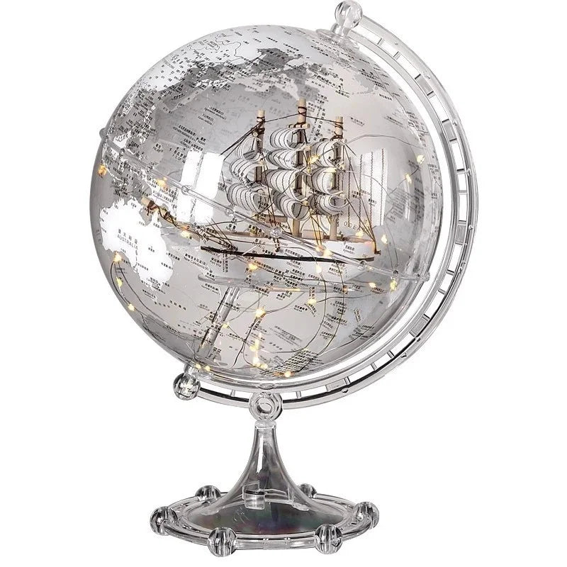 Luxury Modern Globe & Sailboat Metal Sculpture