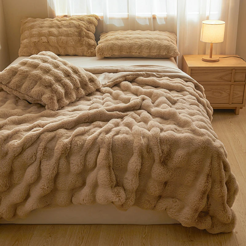 Plush Faux Rabbit Fur Blanket