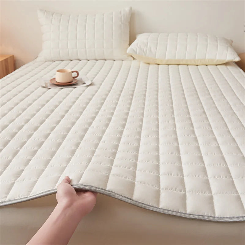 Solid Color Quilted Mattress Topper Pad