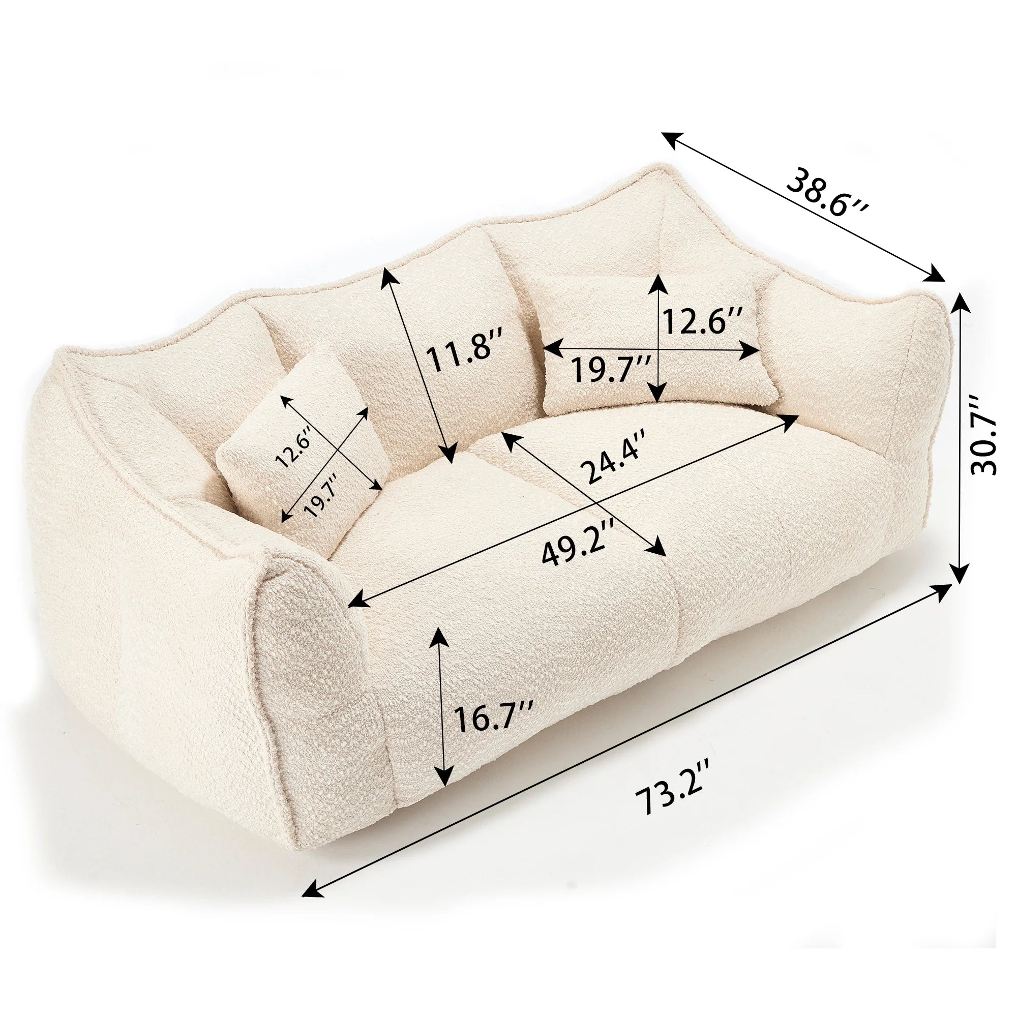 73" Chenille Bean Bag Loveseat