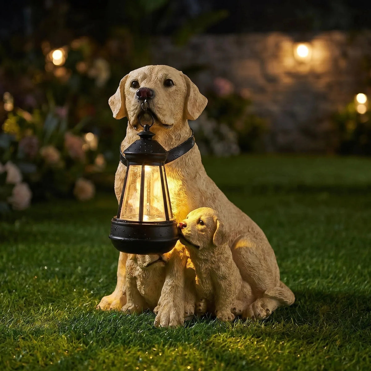 Solar-Powered Labrador Retriever Garden Statue Light