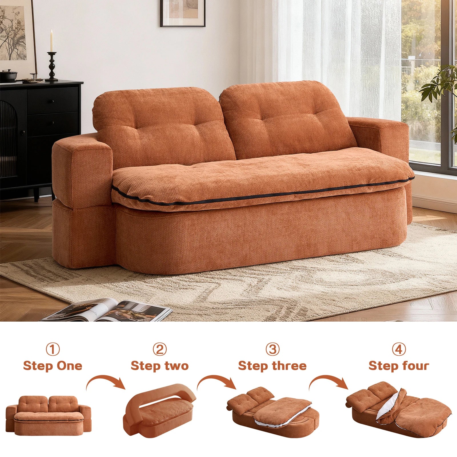 79" Boneless Convertible Loveseat Bed