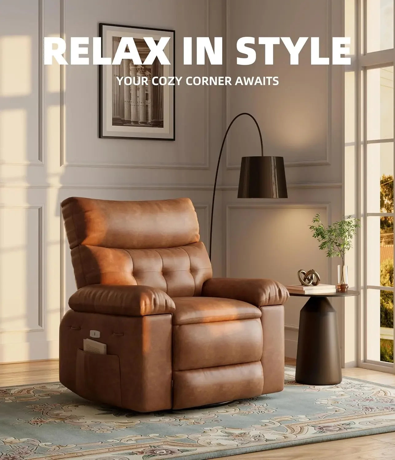 Retro Recliner Chair PU Leather