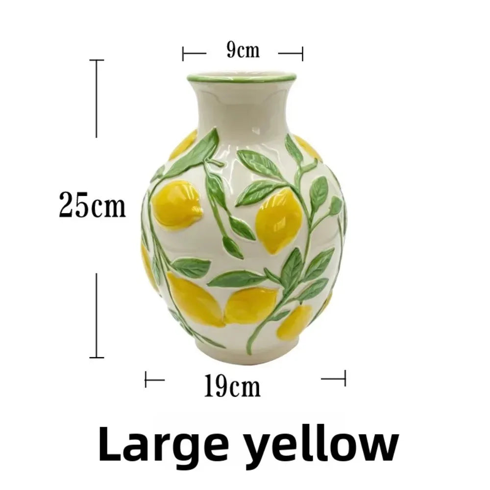 Elegant Ceramic Lemon Flower Vase
