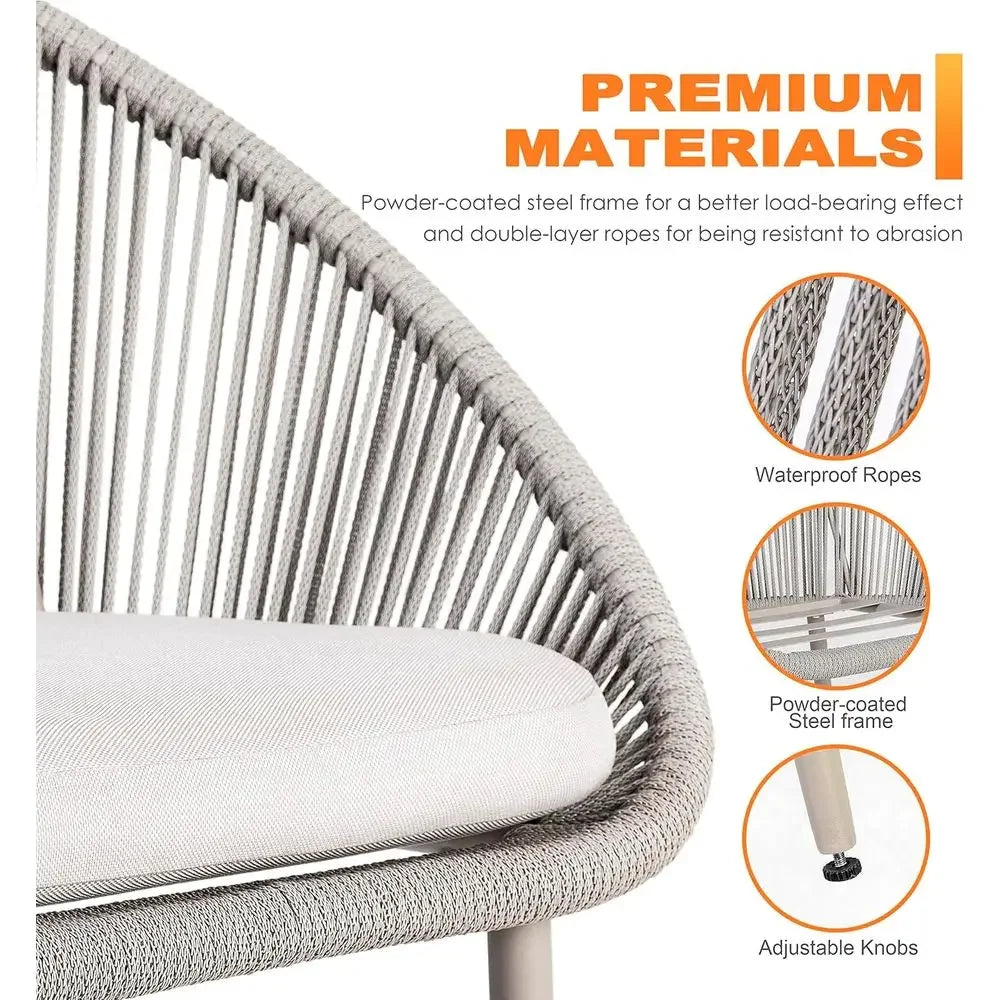 Wicker Bistro Set Light Coffee