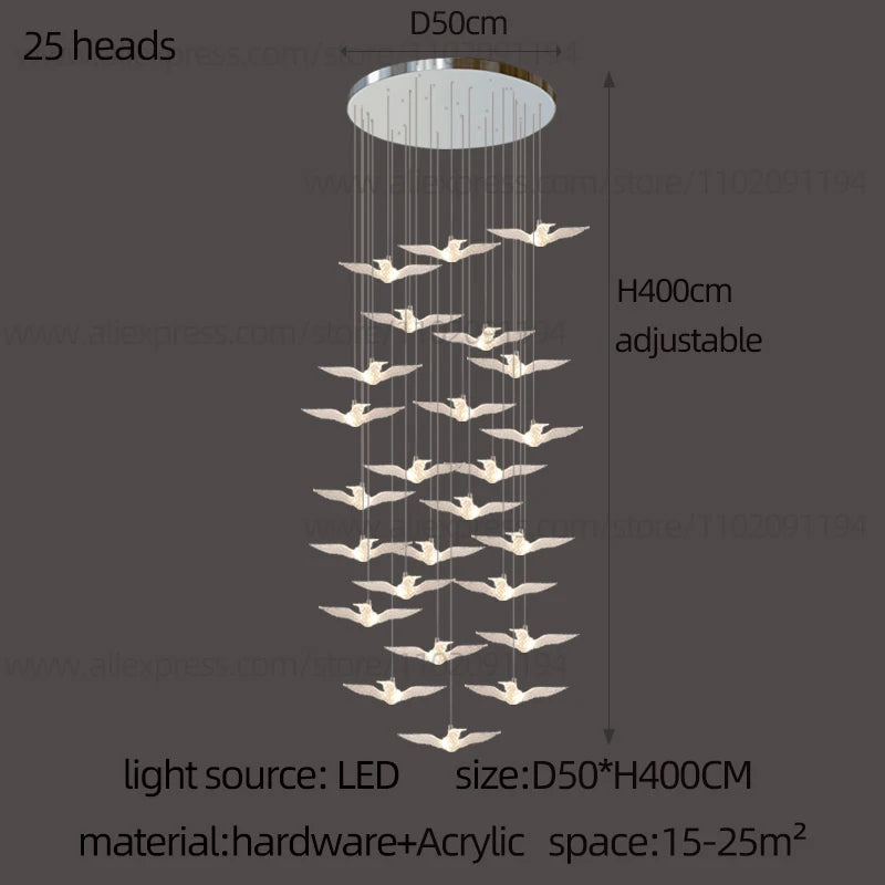 LED Bird Pendant Chandelier