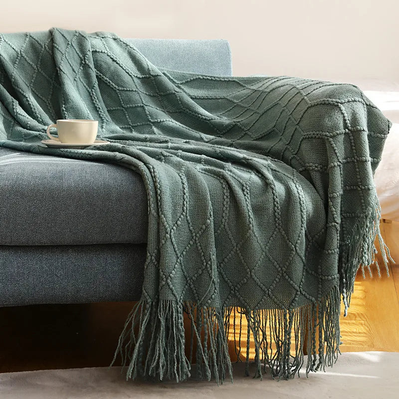 Oversized Boho Knit Throw Blanket
