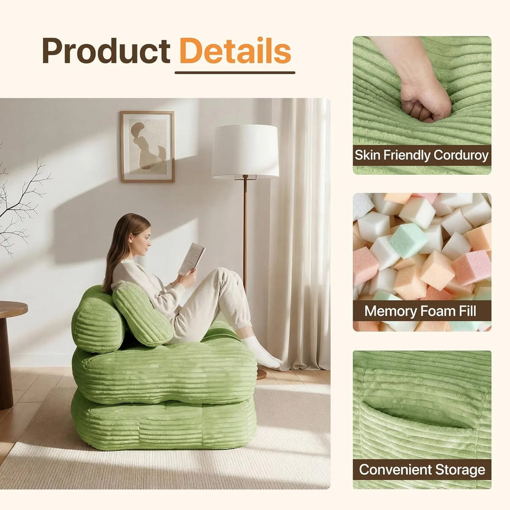 Green Foldable Sofa Bed Chair