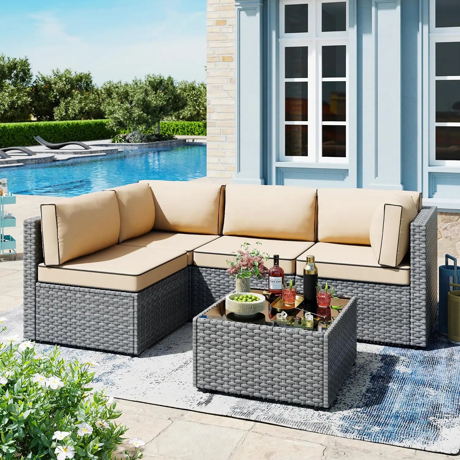 5-Piece Rattan Patio Furniture Set
