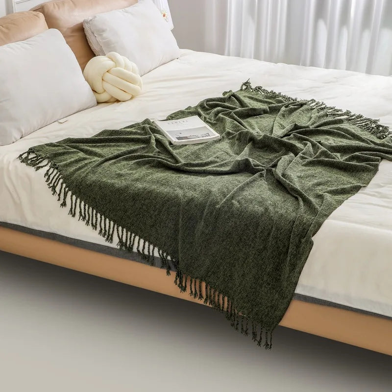 Chenille Summer Knitted Throw Blanket