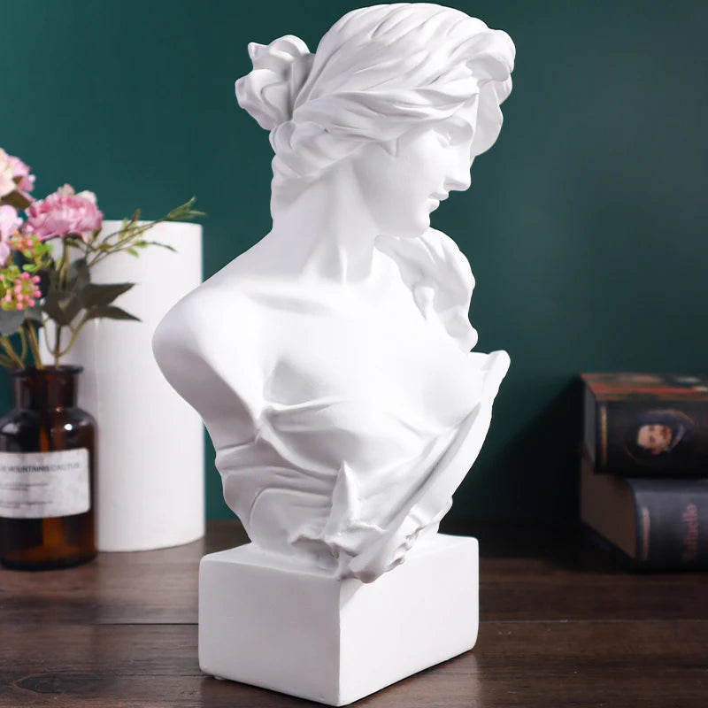 Pair of Classic Harp Lady Resin Figurines