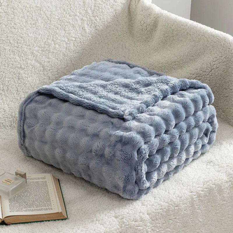 Sage Green Bubble Fleece Blanket