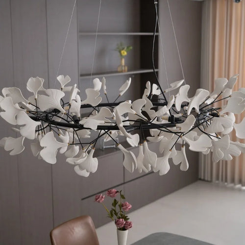 Ceramic Gingko Leaf Chandelier