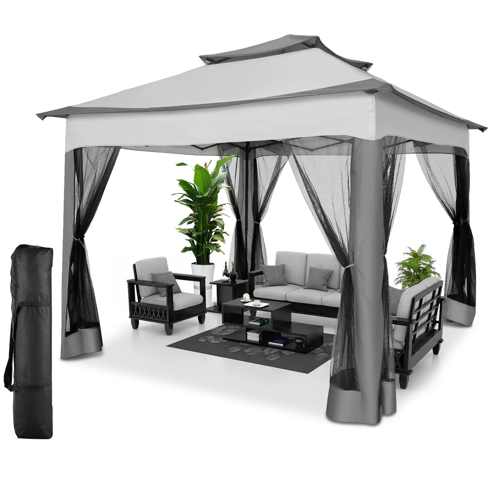 11×11 One-Push Pop-Up Gazebo with Mosquito Netting