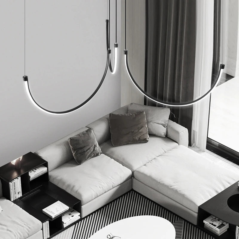 Nordic Minimalist Copper Line Chandelier