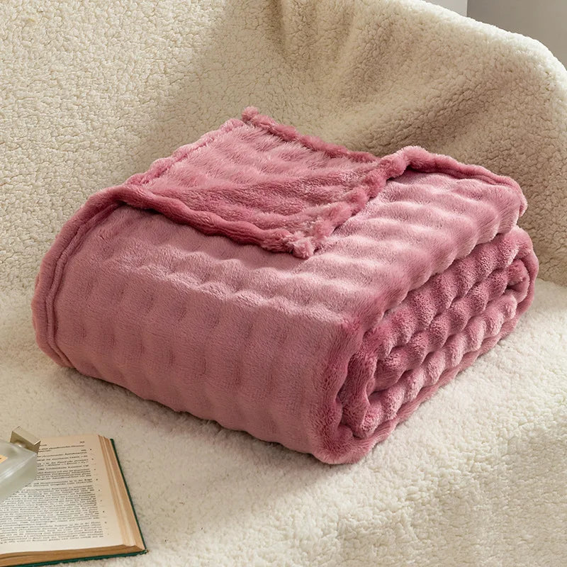 Sage Green Bubble Fleece Blanket