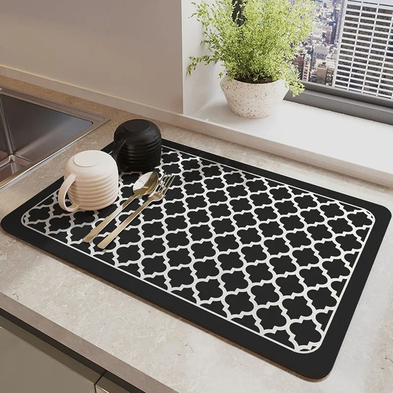 Plaid Diatomite Absorbent Drying Mat
