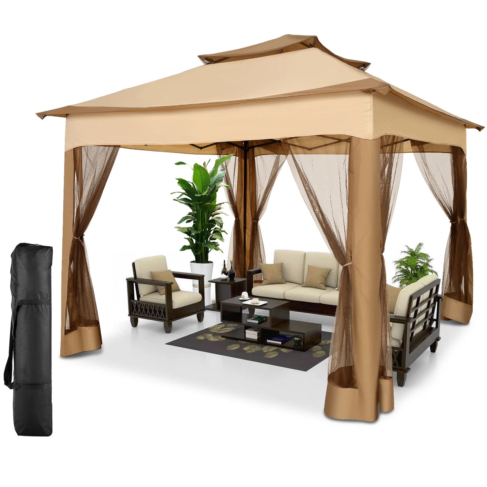 11×11 One-Push Pop-Up Gazebo with Mosquito Netting