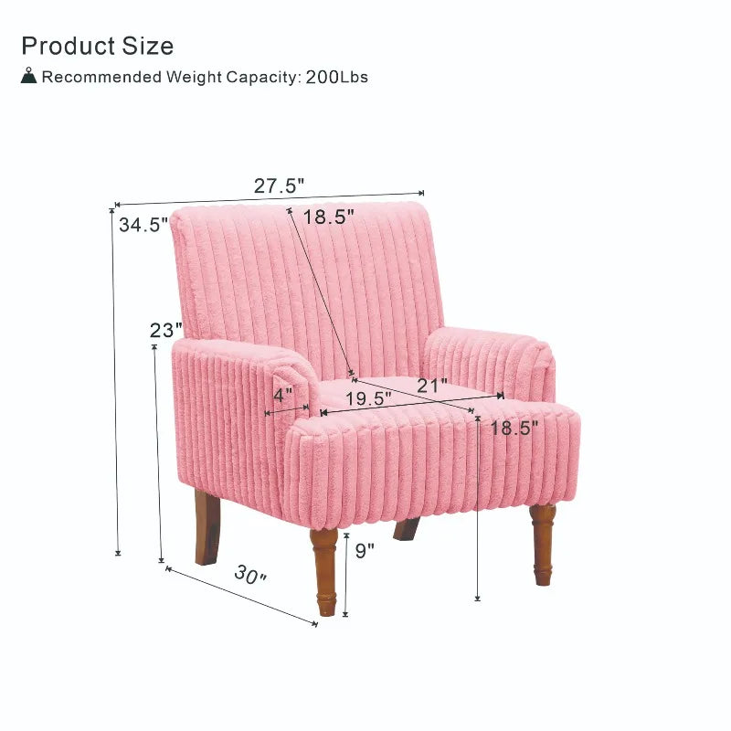 Pink Corduroy Modern Accent Chair